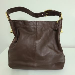 Chocolate brown coach, snakeskin details